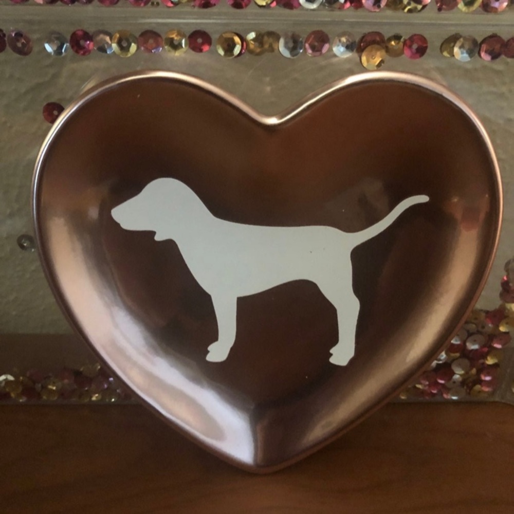 PINK Victoria's Secret Metallic Rose Gold Heart Dish New